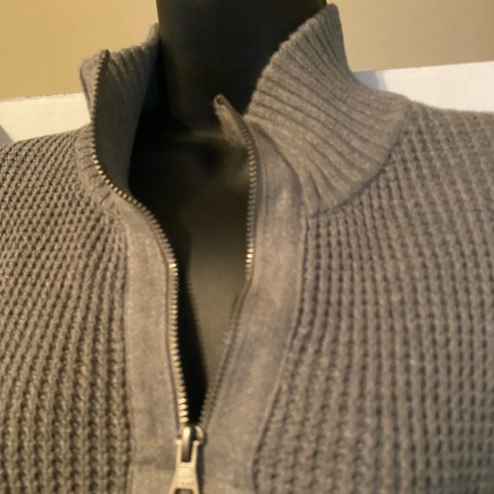 Weatherproof Men's Gray Half-Zip Waffle Knit Sweater
